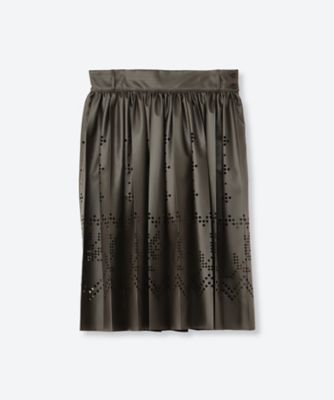 Fake leather Lace Pleats Skirt