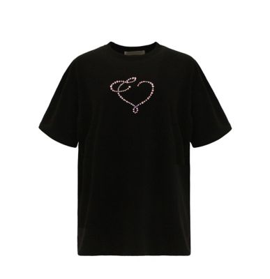 the virgins heart logo velvet cropped tトップス - Tシャツ(半袖/袖なし)