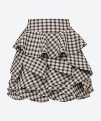 ＜DREAM sister jane (Women)＞Ｔｈｅｌｍａ　Ｃｈｅｃｋ　Ｒｕｆｆｌｅ　Ｓｋｉｒｔ　３１ＳＫ００ＳＫＤ０８３ＢＮＷ