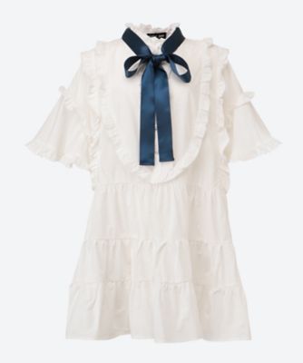 ＜sister jane (Women)＞Ｓｅａｂｏａｒｄ　Ｒｕｆｆｌｅ　Ｍｉｎｉ　Ｄｒｅｓｓ　３１ＳＪ０２ＤＲ２２２９ＷＨＴ