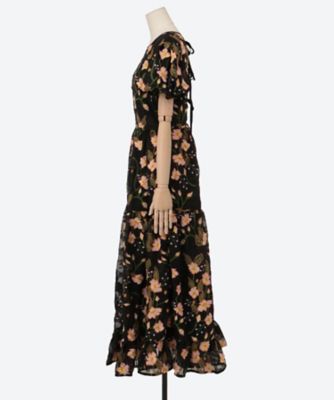 Ｗｏｏｄ　Ｌｉｌｙ　Ｅｍｂｒｏｉｄｅｒｅｄ　Ｄｒｅｓｓ　３１ＳＫ０３ＤＲＤ６２１ＢＬＫ