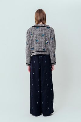 【コロン】COCO風ツイードジャケット　チェック EMBROIDERED TWEED SHORT JACKET