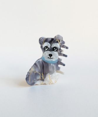 ミニチュアシュナウザーヘアクリップ（グレー