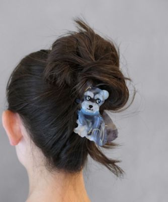 ミニチュアシュナウザーヘアクリップ（グレー