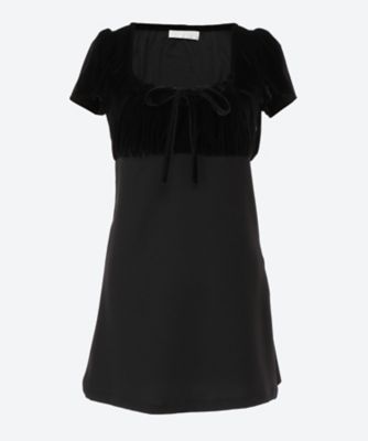 ＜the Virgins (Women)＞ｒｉｂｂｏｎ　ｖｅｌｖｅｔ　ｈａｌｆ　ｓｌｅｅｖｅ　ｄｒｅｓｓ　