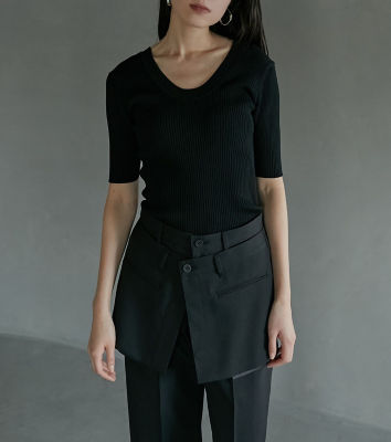 ＜LE CIEL BLEU (Women)＞Ｓｃｏｏｐ　Ｎｅｃｋ　Ｋｎｉｔ