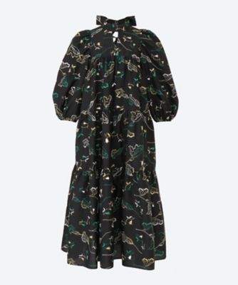 ＜Arobe＞Ｆｌｏｗｅｒ　Ｍｉｒｒｏｒ　Ｅｍｂｒｉｄａｒｙ　Ｔｉｅｒｅｄ　Ｄｒｅｓｓ