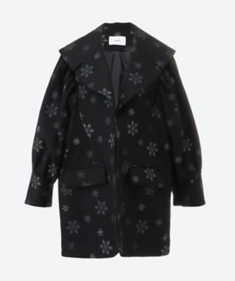 ＜Arobe＞Ｓｎｏｗ　Ｆｌａｋｅ　Ｅｍｂｒｏｉｄｅｒｙ　　Ｗｏｏｌ　Ｈａｌｆ　Ｃｏａｔ