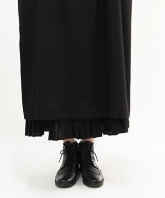 コナスカートＧ　黒／アイボリー　定番人気の裾プリーツのペチスカート