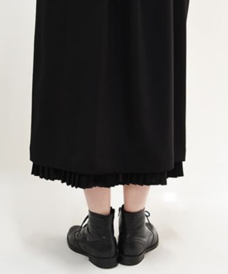 コナスカートＧ　黒／アイボリー　定番人気の裾プリーツのペチスカート