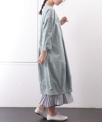 フーバドレス　サックス　ナチュラルな風合いのコクーンドレス