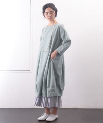 ＜BASCO (Women/大きいサイズ)＞フーバドレス　サックス　ナチュラルな風合いのコクーンドレス