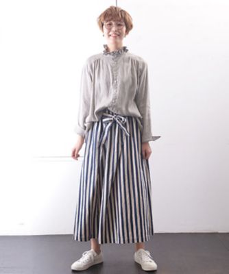 ＜BASCO (Women/大きいサイズ)＞メルースカート・Ｂ　ＭＩＸあい　ボックスプリーツベルト付Ａラインスカート