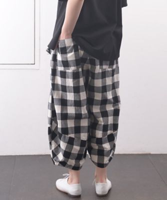 ファビパンツ・Ｅ　綿ブロックチェックのバルーンパンツ