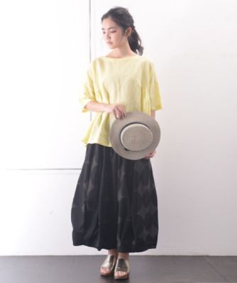 ＜BASCO (Women/大きいサイズ)＞クルトスカート・柄　裾タックコクーンスカート