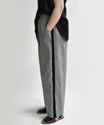 ナージャパンツＢチェック　両脇のラインがポイントのワイドパンツ