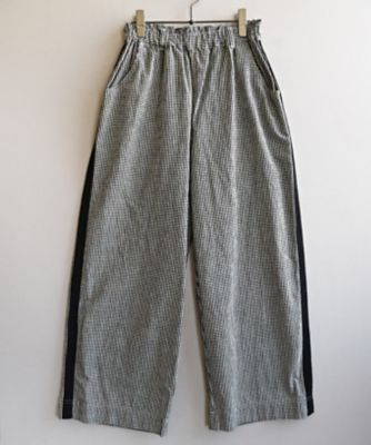 ナージャパンツＢチェック　両脇のラインがポイントのワイドパンツ
