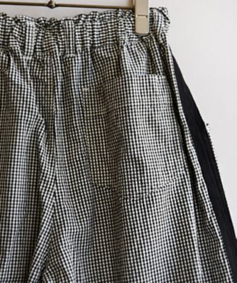 ナージャパンツＢチェック　両脇のラインがポイントのワイドパンツ