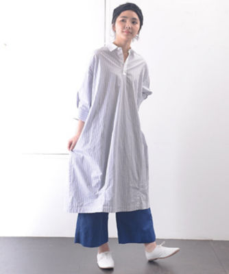 ロンハワンピース ｍｉｘグレー メンズライクな綿ストライプと柔らかコットンリネンのシャツドレス 三越伊勢丹オンラインストア 公式