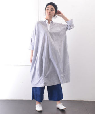 ロンハワンピース ｍｉｘグレー メンズライクな綿ストライプと柔らかコットンリネンのシャツドレス 三越伊勢丹オンラインストア 公式