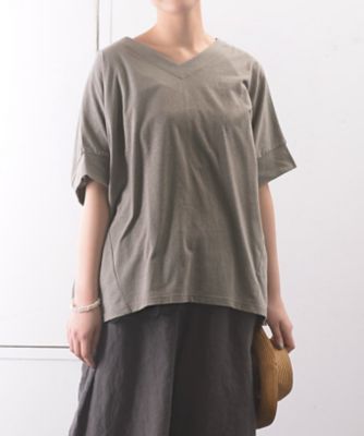 ＜BASCO (Women/大きいサイズ)＞ルシオトップ　Ｖネックボックスシルエットのデザイントップス