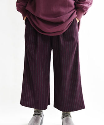 ＜BASCO (Women/大きいサイズ)＞シシリ―パンツ　落ち感のきれいなストライプワイドパンツ