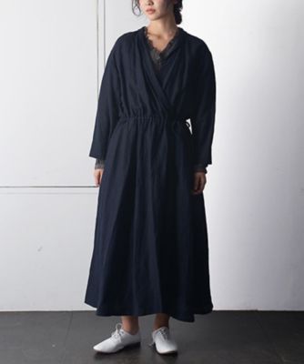 ＜BASCO (Women/大きいサイズ)＞レナージドレス　リネンレーヨンのカシュクールリボンドレス