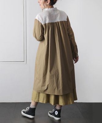 フロンドレス　タイプライター×レースのマニッシュだけど女性らしいシャツドレス
