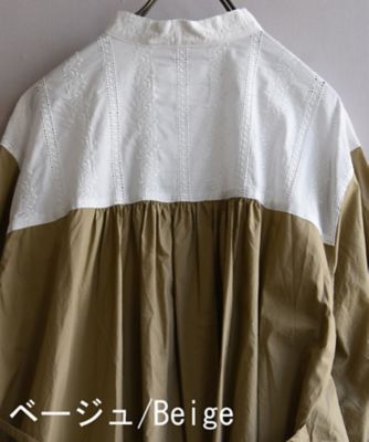 フロンドレス　タイプライター×レースのマニッシュだけど女性らしいシャツドレス
