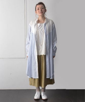 ＜BASCO (Women/大きいサイズ)＞フロンドレスＢ　タイプライター×レースのマニッシュだけど女性らしいシャツドレス