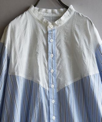 フロンドレスＢ　タイプライター×レースのマニッシュだけど女性らしいシャツドレス
