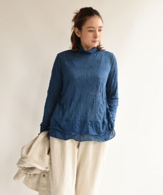 ＜BASCO (Women/大きいサイズ)＞シアートップ・Ｅ　天竺ワッシャー配色タートルネックカットソー