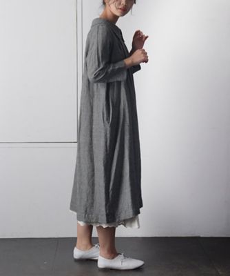 クリスタドレス 大人なブルーが美しいグレンチェックのリネンドレス プラスサイズ 三越伊勢丹オンラインストア 公式