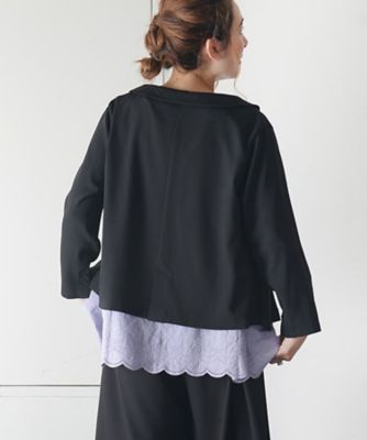 ミラクルジャケット　丸襟比翼仕立てのブラックジャケット