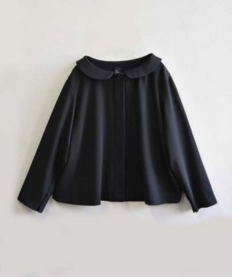 ミラクルジャケット　丸襟比翼仕立てのブラックジャケット
