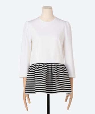 BORDERS at BALCONY (Women)/ボーダーズアットバルコニー 別注／ＰＥＰＬＵＭ　ＬＯＮＧＳＬＥＥＶＥ　ＴＯＰ