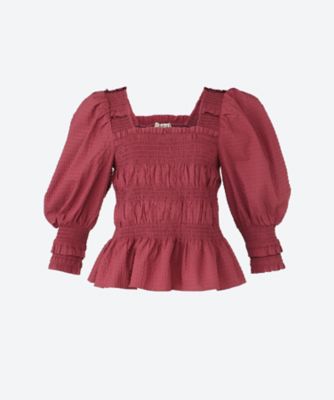 ＜Sea New York(Women)＞ＳＥＶＹＮ　ＳＯＩＬＤ　ＳＥＥＲＳＵＣＫＥＲ　Ｌ／ＳＬＶ　ＳＭＯＣＫＥＤ　ＴＯＰ