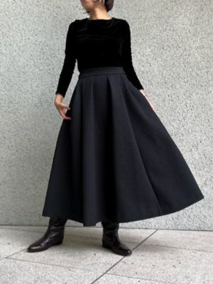 bow.aボウエーJACQUARD ALYSSUM ジャガードスカート　黒 タックアジャスタージャガードスカート | BLANC. (Women)/ブラン
