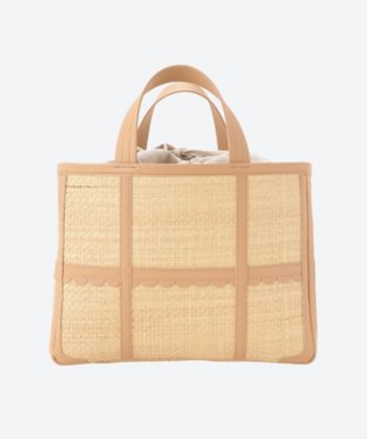 Ｓｃａｌｌｏｐｅｄ　ｌｅａｔｈｅｒ―ｔｒｉｍｍｅｄ　ｒａｆｆｉａ　ｔｏｔｅ　Ｍ