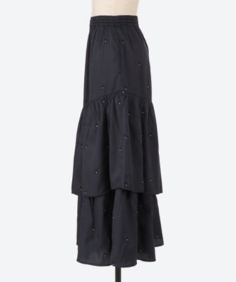 POLY DUPION EMB TIERED SKIRT | NE QUITTEZ