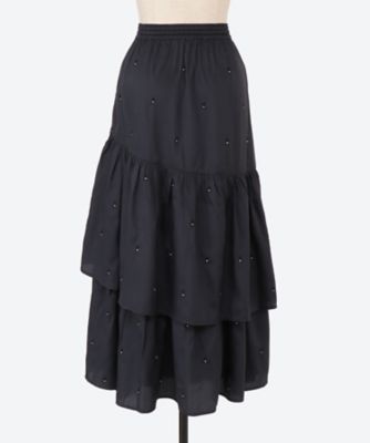 POLY DUPION EMB TIERED SKIRT | NE QUITTEZ
