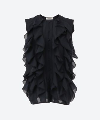 ＜CEaRET (Women)＞Ｒｕｆｆｌｅｄ　Ｓｌｅｅｖｅｌｅｓｓ　Ｂｌｏｕｓｅ