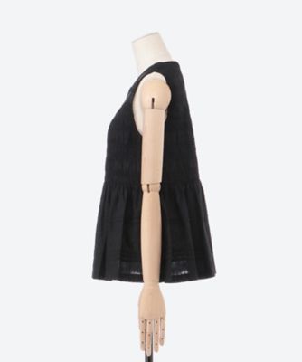 ヌキテパne Quittez pasコットンドビースリーブレスシャーリングトップ ne Quittez pas ヌキテパ】COTTON DOBBY SLEEVELESS SHIRRING