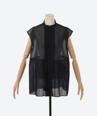 ＜STUMBLY (Women)＞Ｓｈｅｅｒ　Ｐｌｅａｔｅｄ　Ｂｌｏｕｓｅ