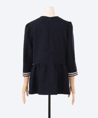 美品 ボーダーズアットバルコニー GATHER SHIRT TUNIC 38 GATHER PEPLUM TOP | BORDERS at BALCONY (Women