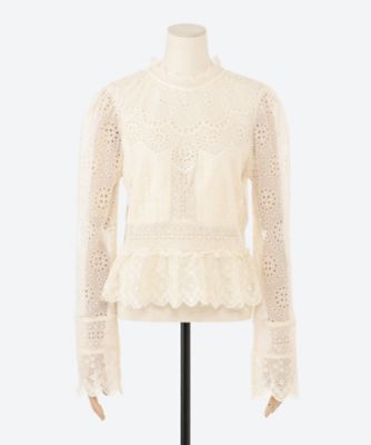 LAINEY EMBROIDERY L／SLVTOP | Sea New