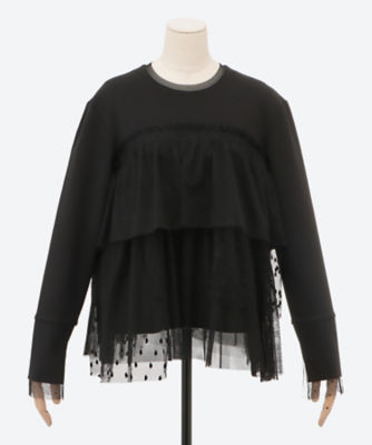 ＜MARILYN MOON (Women)＞Ｄｏｔ　ｔｕｌｌｅ　ｒａｆｆｌｅ　ｃｕｔ　ａｎｄ　ｓｅｗ　ｔｏｐ