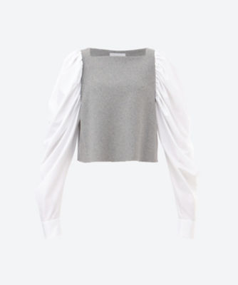 ＜VERSEAU (Women)＞ウールフラノボリュームスリーブコンビＴｏｐｓ　２３５２０７０２