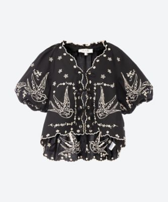 Sea New York(Women)/シーニューヨーク ＫＩＮＧＳＬＥＹ　ＥＭＭＢＲＯＩＤＥＲＹ　ＴＩＥ　ＦＲＯＮＴ　ＴＯＰ　ＲＳ２５―０９０