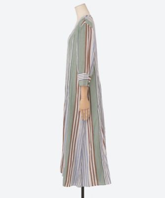 COTTON VOILE STRIPE PANEL DRESS